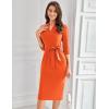 imageGRACE KARIN Womens Work Dresses V Neck 34 Sleeve Back Zipper Tie Waist Bodycon Dress Office Cocktail Dress with PocketsOrange