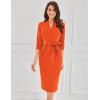 imageGRACE KARIN Womens Work Dresses V Neck 34 Sleeve Back Zipper Tie Waist Bodycon Dress Office Cocktail Dress with PocketsOrange