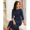 imageGRACE KARIN Work Dresses for Women 2025 34 Sleeve Fit and Flare Business Midi Dress Classy Office Dresses with PocketsNavy Blue