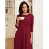 imageGRACE KARIN Work Dresses for Women 2025 34 Sleeve Fit and Flare Business Midi Dress Classy Office Dresses with PocketsWine Red