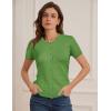 imageWomens Short Sleeve Cardigan Crew Neck Basic Casual Button Down Knit Soft SweaterForest Green