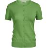 imageWomens Short Sleeve Cardigan Crew Neck Basic Casual Button Down Knit Soft SweaterForest Green