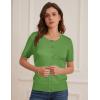 imageWomens Short Sleeve Cardigan Crew Neck Basic Casual Button Down Knit Soft SweaterForest Green