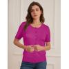 imageWomens Short Sleeve Cardigan Crew Neck Basic Casual Button Down Knit Soft SweaterHot Pink
