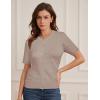 imageWomens Short Sleeve Cardigan Crew Neck Basic Casual Button Down Knit Soft SweaterKhaki