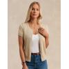 imageWomens Short Sleeve Cardigan Crew Neck Basic Casual Button Down Knit Soft SweaterLight Apricot