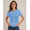 imageWomens Short Sleeve Cardigan Crew Neck Basic Casual Button Down Knit Soft SweaterLight Blue