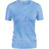 imageWomens Short Sleeve Cardigan Crew Neck Basic Casual Button Down Knit Soft SweaterLight Blue