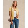 imageWomens Short Sleeve Cardigan Crew Neck Basic Casual Button Down Knit Soft SweaterLight Yellow