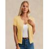 imageWomens Short Sleeve Cardigan Crew Neck Basic Casual Button Down Knit Soft SweaterLight Yellow