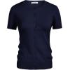 imageWomens Short Sleeve Cardigan Crew Neck Basic Casual Button Down Knit Soft SweaterNavy