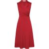 imageGRACE KARIN 2025 Womens Notch Lapel Ruched Wrap V Neck Business Work Dress Sleeveless A Line Midi DressRed