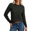 imageGRACE KARIN Cable Knit Sweater Women Long Sleeve Crew Neck Pullover Sweaters Slit Hem Casual Dressy Sweater TopsArmy Green