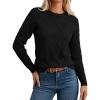 imageGRACE KARIN Cable Knit Sweater Women Long Sleeve Crew Neck Pullover Sweaters Slit Hem Casual Dressy Sweater TopsBlack