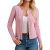 imageGRACE KARIN Cardigans for Women Lightweight Long Sleeve Button up Crop Cardigans Crew Neck Sweater Business Casual OutfitsPink