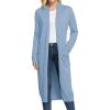 imageGRACE KARIN Essential Solid Open Front Maxi Long Knitted Cardigan Sweater for WomenLight Blue