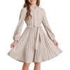 imageGRACE KARIN Girls Fall Long Sleeve Casual Holiday Party Dress for Teen Girl Floral Pleated Ruffle Dresses 614 YearsApricotkhaki Floral