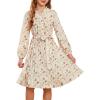 imageGRACE KARIN Girls Fall Long Sleeve Casual Holiday Party Dress for Teen Girl Floral Pleated Ruffle Dresses 614 YearsBeigeorange Floral