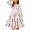 imageGRACE KARIN Girls Fall Long Sleeve Floral Square Neck Smock Tiered Casual Holiday Teen Dress Size 514Off White Floral