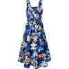 imageGRACE KARIN Girls Floral Maxi Dress Square Neck Wide Straps Smocked Summer Spring Flowy Dress 514YNavy Blue Tropical