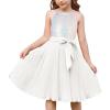 imageGRACE KARIN Girls Sequin Dress Christmas Party Dance Formal Birthday Fancy Sparkly Halter Chiffon Dresses Size 514Magic White