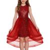 imageGRACE KARIN Girls Sequin Party Dress Sparkle Formal Birthday Pageant Prom ThreeLayer Tulle Midi Dress Size 512YRed