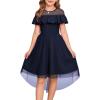 imageGRACE KARIN Girls Wedding Party Formal Dress Junior Bridemaid Dresses fo Teens Tulle High Low Dress Size 714Navy Blue