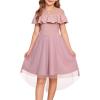 imageGRACE KARIN Girls Wedding Party Formal Dress Junior Bridemaid Dresses fo Teens Tulle High Low Dress Size 714Pink