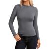 imageGRACE KARIN Merino Wool Sweaters for Women Mock Neck Base Layer Long Sleeve Soft Fitted Pullover SweaterGrey