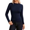 imageGRACE KARIN Merino Wool Sweaters for Women Mock Neck Base Layer Long Sleeve Soft Fitted Pullover SweaterNavy Blue