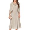 imageGRACE KARIN Mother of The Bride Dress with 34 Sleeves Cardigan Stretchy Lace 2 Pieces Wedding Guest Sequins DressesApricot