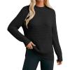 imageGRACE KARIN Sweaters for Women 2025 Mock Neck Fall Sweater Long Sleeve Side Slit Chunky Pullover TopsBlack