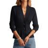 imageGRACE KARIN Women 2025 Button Down Lightweight Cardigan Casual Open Front Sweater Crochet Tops Knitted CoatBlack
