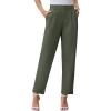 imageGRACE KARIN Women High Waisted Business Casual Pants Dressy Cuffed Work Office Trouser Slacks with PocketsArmy Green