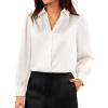 imageGRACE KARIN Women Satin Tops Button Down Shirts Silk Long Sleeve Work Shirt 2025 Fall Business Casual Blouse Dressy TopsWhite