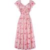 imageGRACE KARIN Womens 2025 Floral Summer VNeck Ruffle Sleeve Empire Waist ALine Casual Maxi Tiered Dress with PocketsPink Flower
