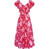 imageGRACE KARIN Womens 2025 Floral Summer VNeck Ruffle Sleeve Empire Waist ALine Casual Maxi Tiered Dress with PocketsRed