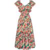 imageGRACE KARIN Womens 2025 Floral Summer VNeck Ruffle Sleeve Empire Waist ALine Casual Maxi Tiered Dress with PocketsRed Blue