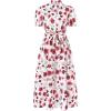 imageGRACE KARIN Womens 2025 Summer Floral Flowy Dresses Boho Tie Belt Short Puff Sleeve A Line Maxi Shirt Dress with PocketRose