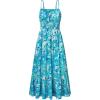 imageGRACE KARIN Womens 2025 Summer Maxi Dress Sleeveless Floral Spaghetti Strap Smocked Boho Beach Long Dress with PocketsBlue Green