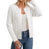 imageGRACE KARIN Womens Cable Knit Cardigan Button Up Sweater Soft Open Front Cardigans Crewneck Long Sleeve OutwearWhite