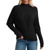 imageGRACE KARIN Womens Mock Neck Batwing Sleeve Sweater Loose Knitted Pullover Sweaters Ribbed Sweater TopsBlack