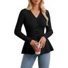 imageGRACE KARIN Womens Peplum Cardigan Wool Blend Button Up Sweaters Long Sleeve Business Casual Ribbed Knit BlazersBlack
