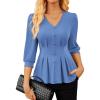 imageGRACE KARIN Womens Tops Fall Dressy Casual Blouse V Neck 34 Sleeve Peplum Business Shirts 2025 Fashion ClothingLight Blue
