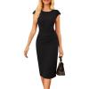 imageGRACE KARIN Womens Wear to Work Dresses 2025 Cap Sleeve Bodycon Midi Dress Ruched Business Office Pencil DressBlack