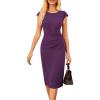 imageGRACE KARIN Womens Wear to Work Dresses 2025 Cap Sleeve Bodycon Midi Dress Ruched Business Office Pencil DressDark Purple