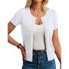 imageWomens Short Sleeve Cardigan Crew Neck Basic Casual Button Down Knit Soft SweaterBright White