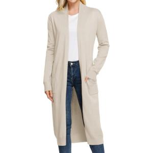 imageGRACE KARIN Essential Solid Open Front Maxi Long Knitted Cardigan Sweater for Women19beige