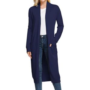 imageGRACE KARIN Essential Solid Open Front Maxi Long Knitted Cardigan Sweater for Women2navy Blue