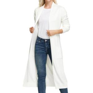 imageGRACE KARIN Essential Solid Open Front Maxi Long Knitted Cardigan Sweater for Women6ivory